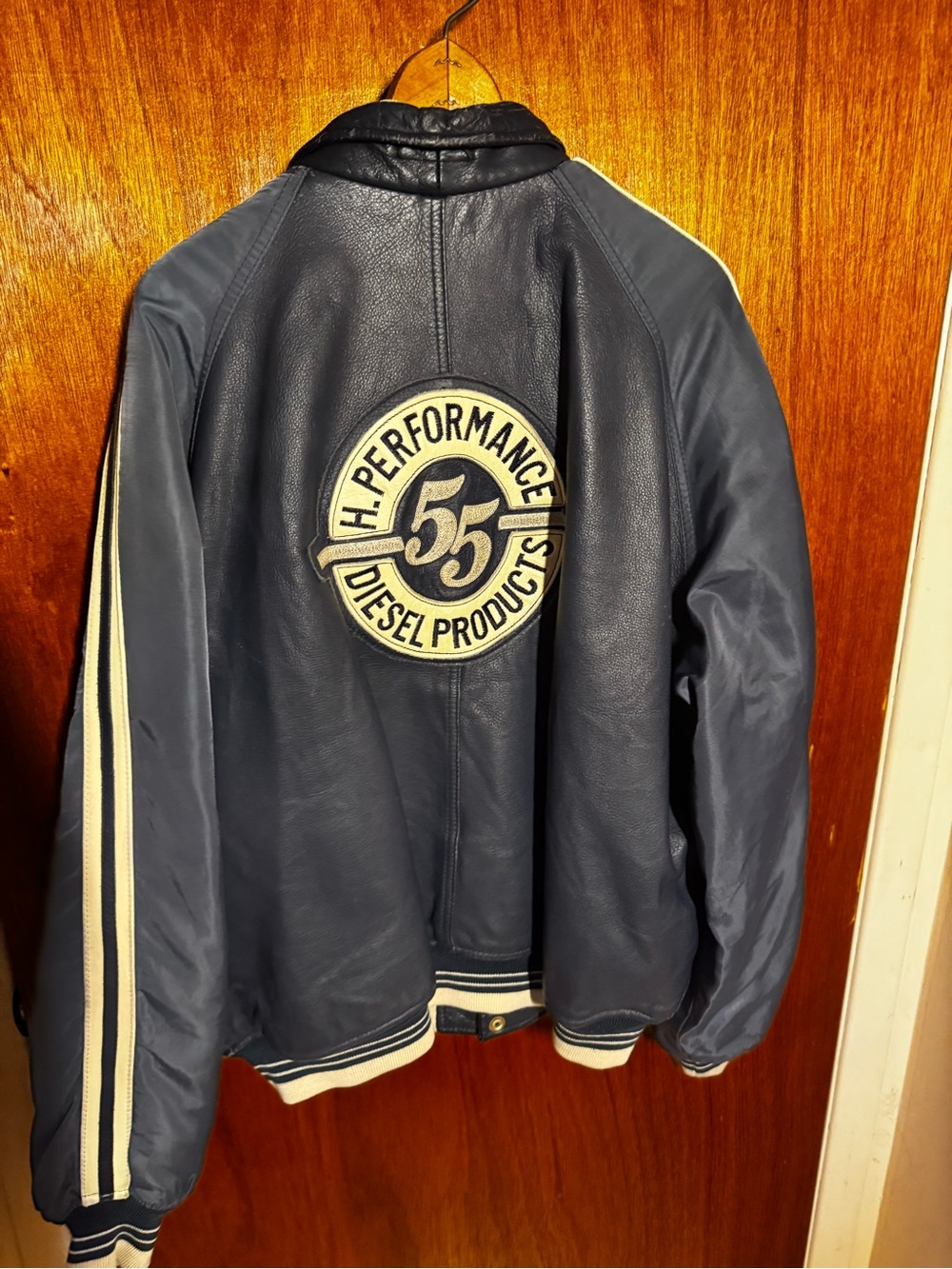 Diesel Navy and Cream Varsity Bomber Jacket